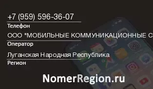 Кто звонил с 9595963607 - регион и оператор